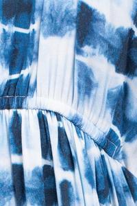 Blue tie dye ruffle strap maxi dress