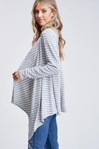 Long sleeve gray striped knit cardigan