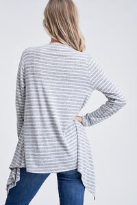 Long sleeve gray striped knit cardigan