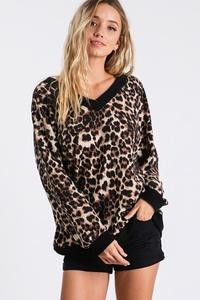 Leopard v-neck one-shoulder top