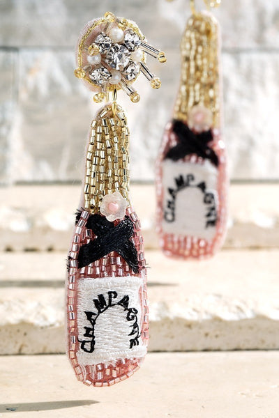 Fascinating champagne bottle dangle earrings