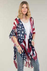 Watercolor American flag kimono