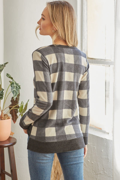 Plaid Long Sleeve Sweater