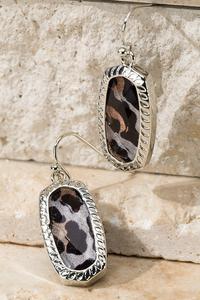 Glass leopard print hook earrings