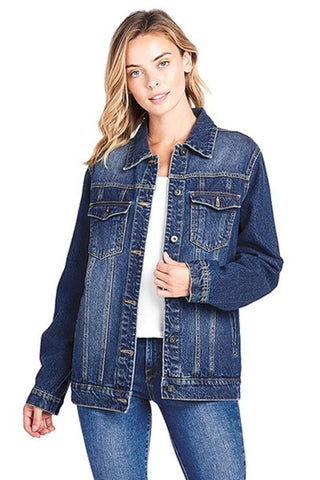 Trendy oversized denim jean jacket