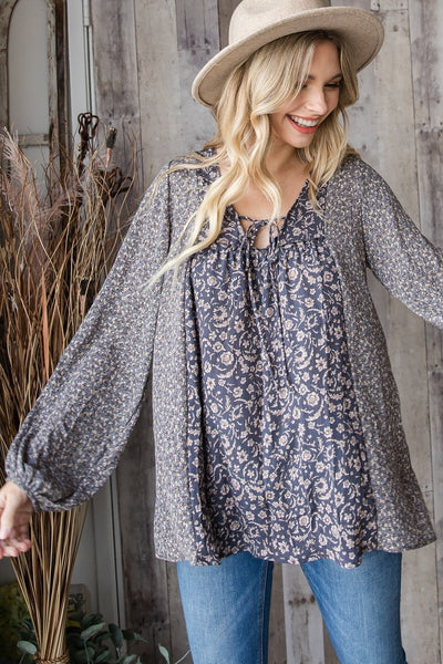 Oversized Floral Peasant Top