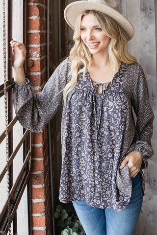 Oversized Floral Peasant Top