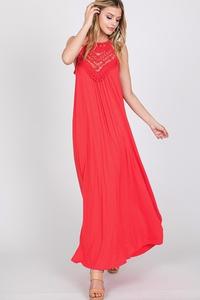 Red spaghetti strap maxi dress