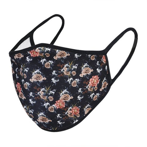 Small Floral on Black Face Mask- Set of 2