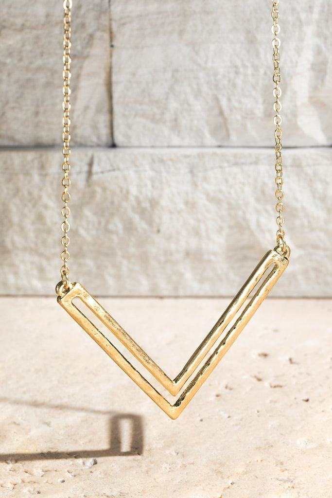 Hammered Gold V-Necklace